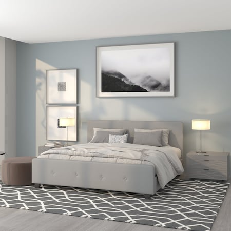 Flash Furniture Platform Bed, Tribeca, King, Light Gray HG-28-GG